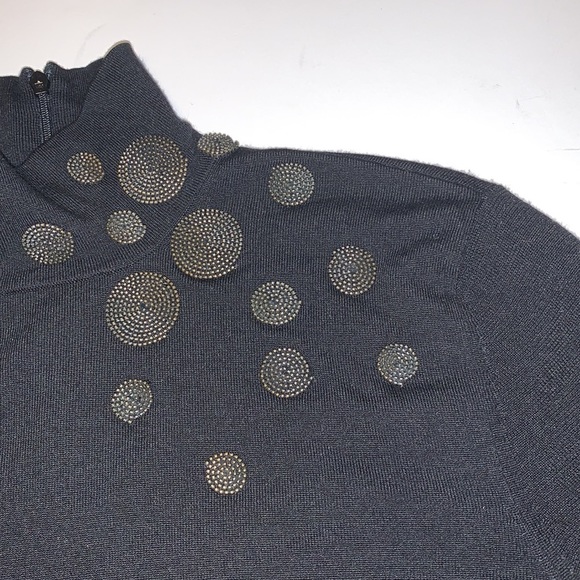 Akris Punto Black Wool Mock Neck Sweater - Women’s Size 10 - Picture 8 of 10